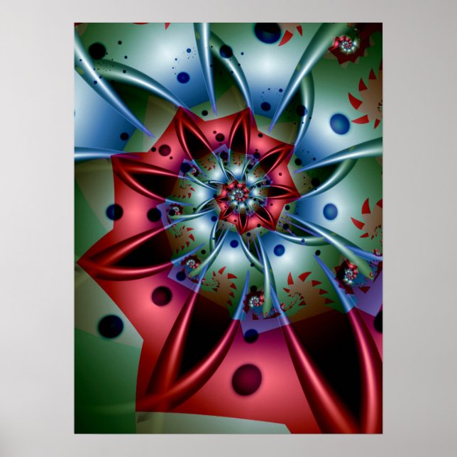 Poster Pétales rouges et bleues (Devant)