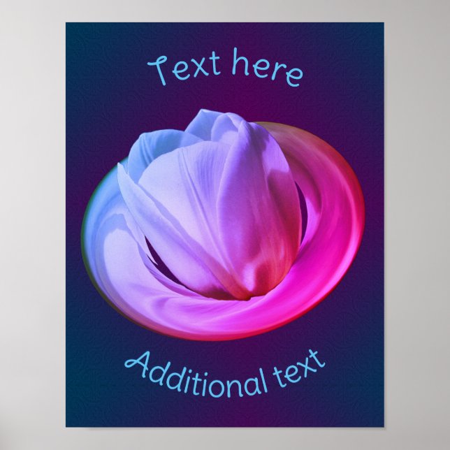 Poster Pétales Tulipe Blanche Tinté Abstrait Personnalisé (Devant)
