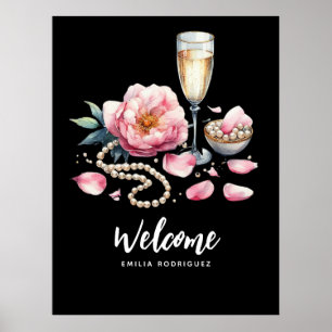 Poster Petals Pearls Prosecco favorise l'Affiche de bienv