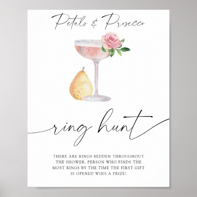Poster Petals & Prosecco - Chasse à bague jeu de douche d (Devant)