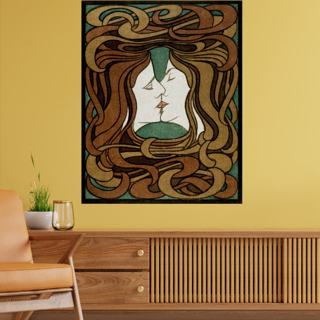 Poster Peter Behrens Kiss Love Art Nouveau Abstrait (Salon 2)