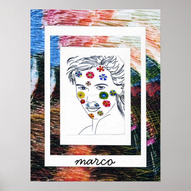 Poster Peter Max style original signé peinture (Devant)