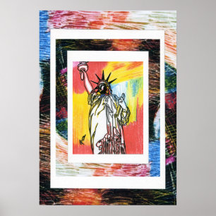 Poster Peter Max style original signé peinture acrylique