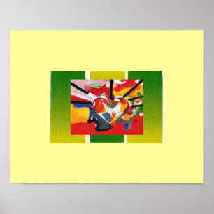 Poster Peter Max style original signé peinture acrylique