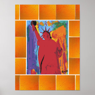 Poster Peter Max style original signé peinture acrylique