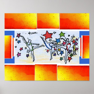Poster Peter Max style original signé peinture acrylique