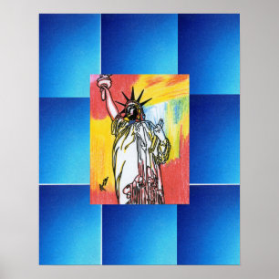 Poster Peter Max style original signé peinture acrylique