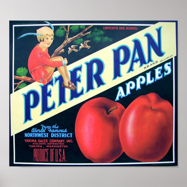 Poster Peter Pan Marque Nord-Ouest Pommes Yakima Washingt (Devant)