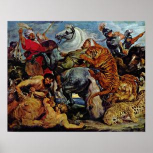 Poster Peter Paul Rubens - chasse au tigre et au lion