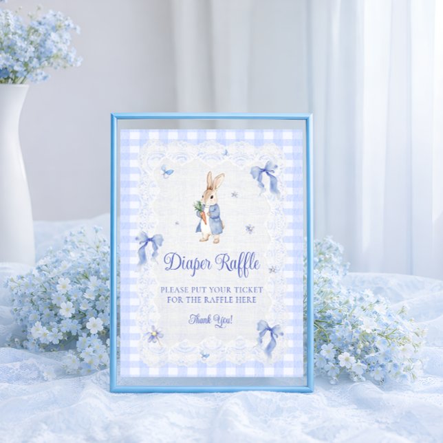 Poster Peter Rabbit Gingham Baby Shower Diaper Raffle (Créateur téléchargé)