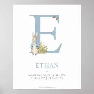 Poster Peter Rabbit   Lettre personnalisée E