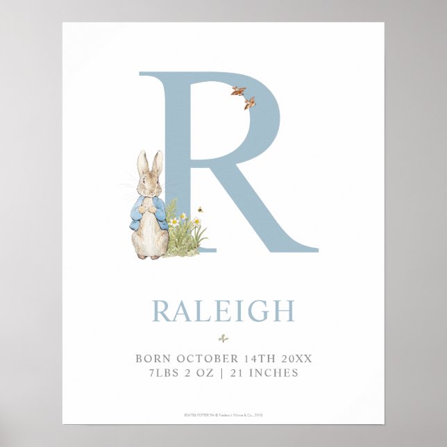 Poster Peter Rabbit | Lettre personnalisée R (Devant)