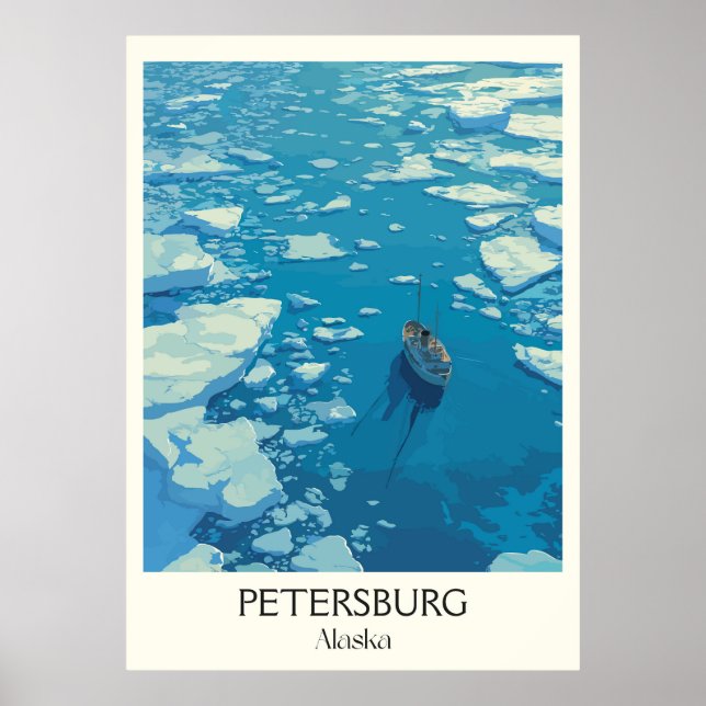 Poster Petersburg Alaska Ice Floes Water (Devant)
