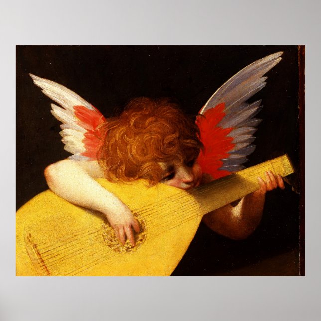 Poster PETIT ANGEL JOUER DE LA LUTE Musique Fabriquant Ch (Devant)