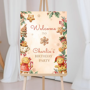 Poster Petit anniversaire de Noël Bienvenue en pain d'épi