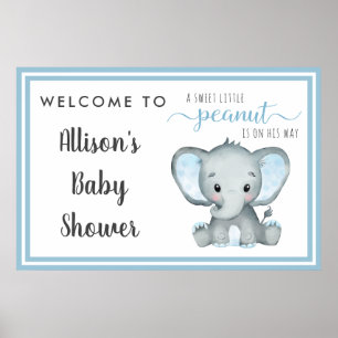 Poster Petit Arachide Eléphant bébé garçon douche Bienven