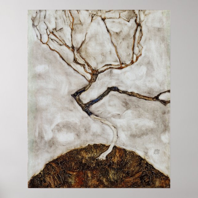 Poster Petit arbre à la fin de l'automne par Egon Schiele (Devant)