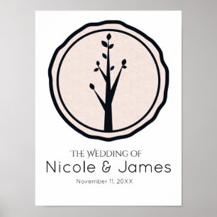 Poster Petit arbre rustique bannière de mariage personnal