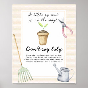 Poster Petit Baby shower à germe - Ne dis pas bébé