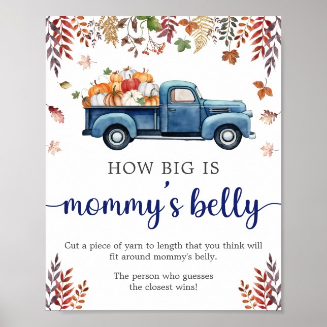 Poster Petit Baby shower Citrouille Jeu du ventre (Devant)