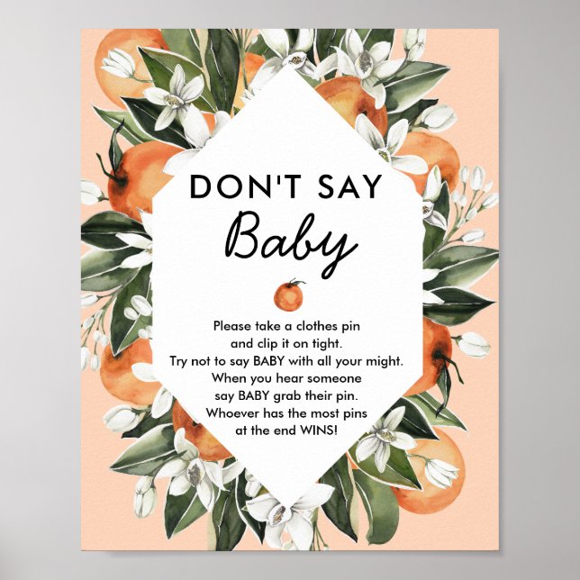 Poster Petit Baby shower Cutie ne pas dire Baby Game Sign (Devant)