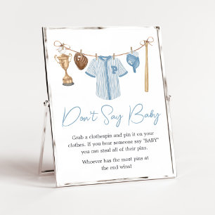 Poster Petit Baby shower de baseball Slugger Ne pas dire 