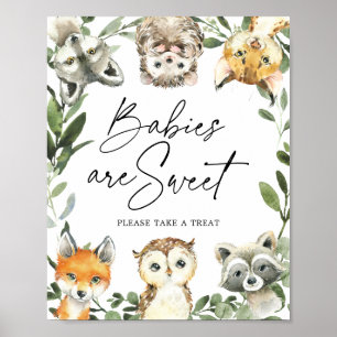 Poster Petit Baby shower de bois Les bébés sont un signe