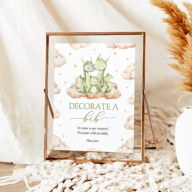 Poster Petit Baby shower Dragon Décorez Un Panneau Bib (Créateur téléchargé)
