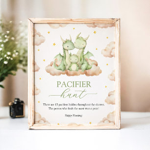 Poster Petit Baby shower Dragon Pacifique Chasse Jeu SIGN