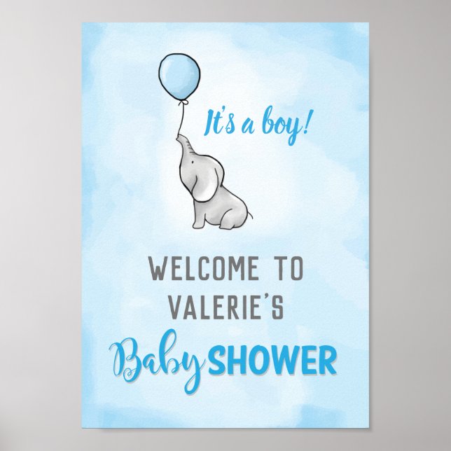 Poster Petit baby shower éléphant (Devant)