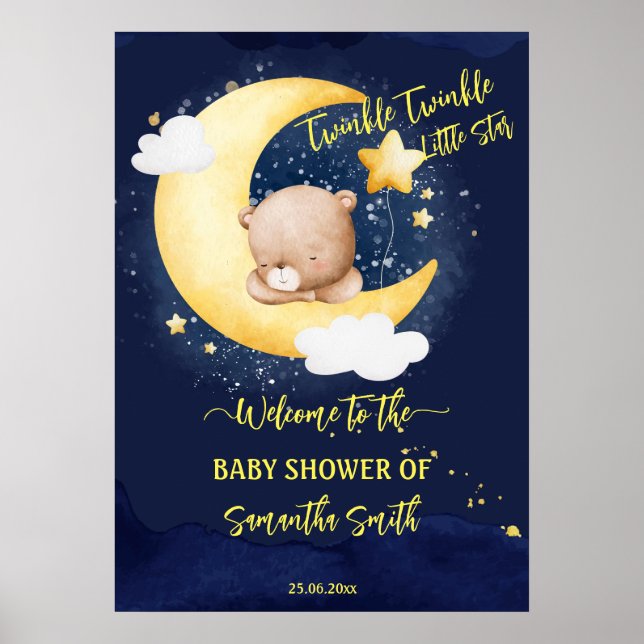 Poster Petit baby shower étoilé Twinkle (Devant)