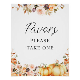 Poster petit baby shower fleuri citrouille en faveur de l