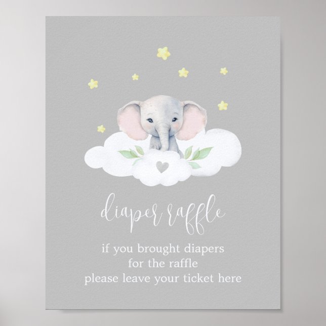 Poster Petit Baby shower gris clair de cacahuète Raffin d (Devant)