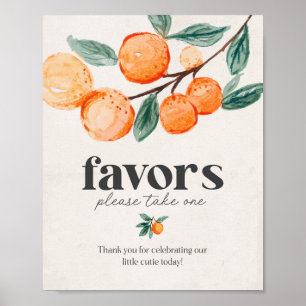 Poster petit baby shower mignonne faveurs signe