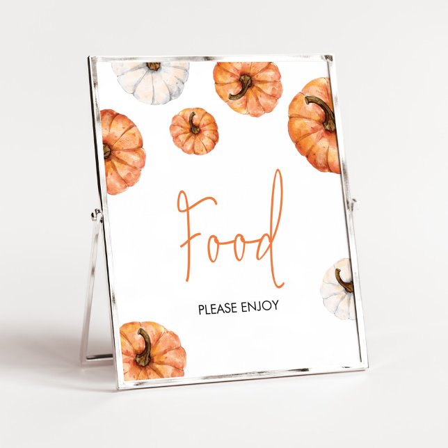 Poster Petit Baby shower minimaliste Citrouille (Minimalist Pumpkin Baby Shower Food Sign)