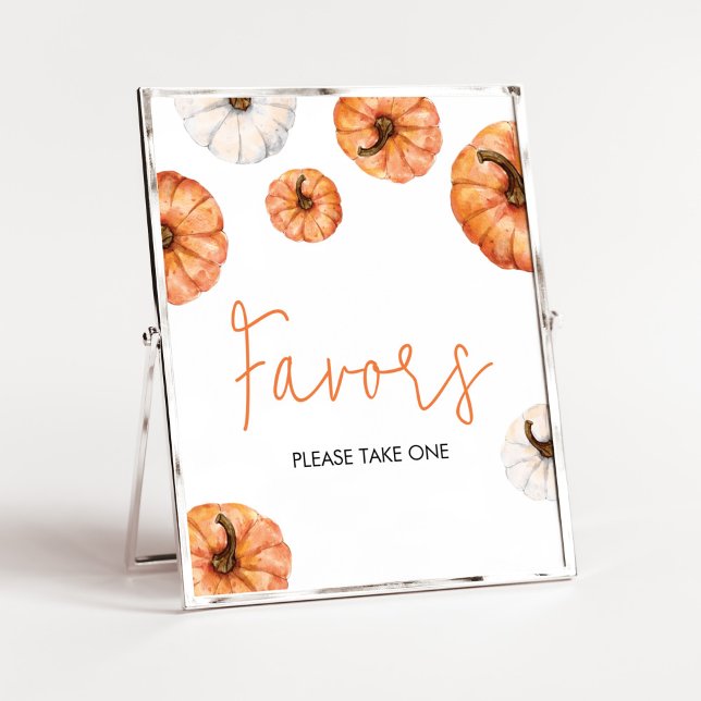 Poster Petit Baby shower minimaliste Citrouille (Minimalist Pumpkin Baby Shower Favors Sign)