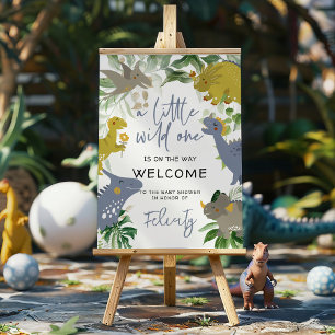 Poster Petit Baby shower sauvage de dinosaure trex Bienve