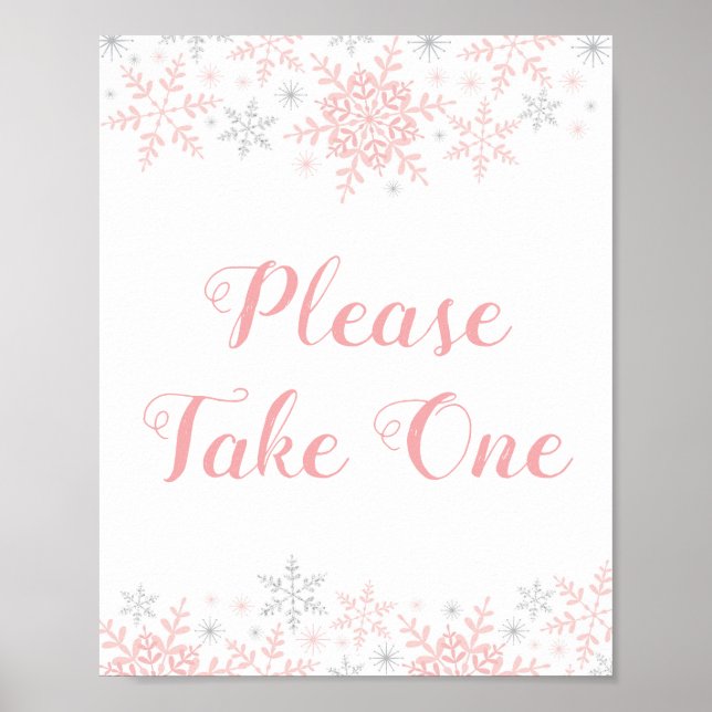 Poster Petit Baby shower Snowflake Prendre une table Fave (Devant)