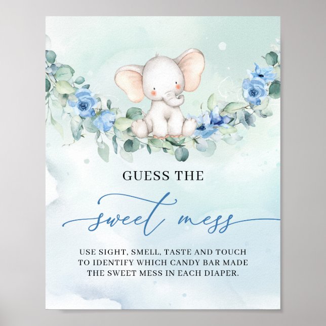 Poster Petit bébé éléphant floral Guess The Sweet Mess je (Devant)