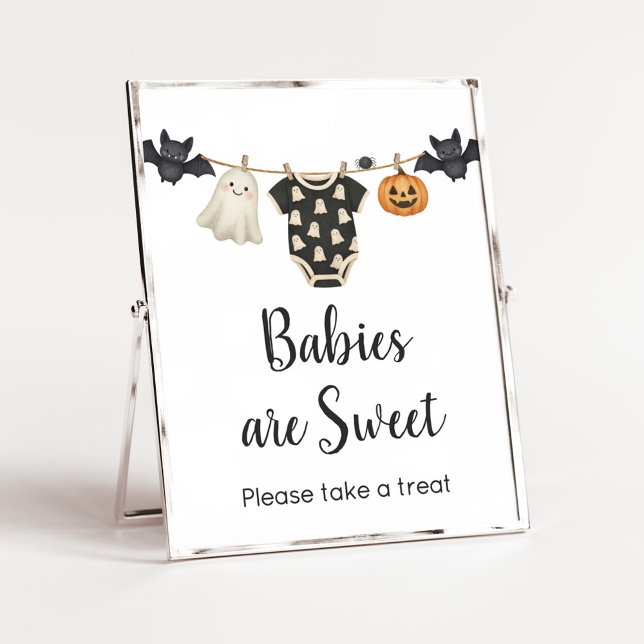 Poster Petit Boo Clothesline Baby Baby are Sweet Sign (Halloween Little Boo Clothesline Baby Shower Sign)