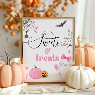 Poster Petit Boo fantôme rose Halloween Douceurs et frian