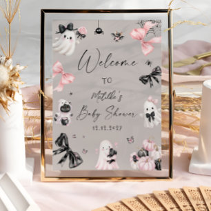 Poster Petit Boo Halloween Baby shower fille Bienvenue