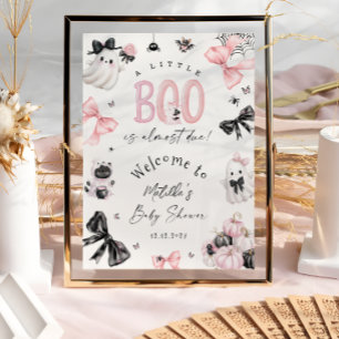Poster Petit Boo Halloween Baby shower rose Bienvenue