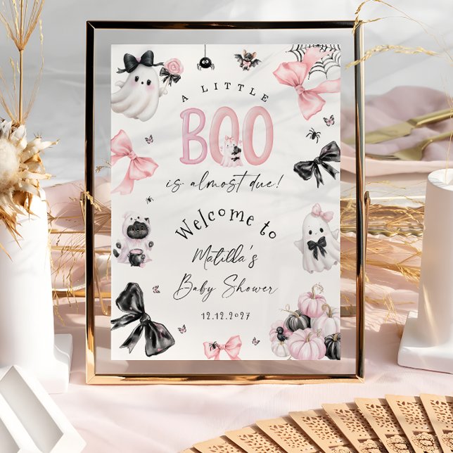 Poster Petit Boo Halloween Baby shower rose Bienvenue (Créateur téléchargé)