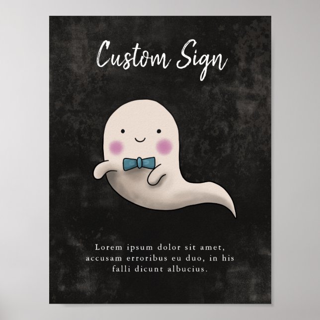 Poster Petit Boy Ghost Baby shower Signal personnalisé (Devant)