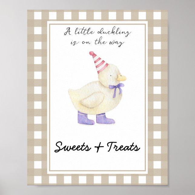 Poster Petit canard - sucreries et friandises baby shower (Devant)
