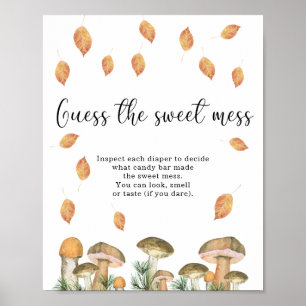 Poster petit champignon - devinez le doux baby shower de