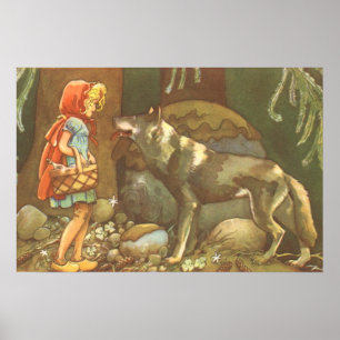 Poster Petit Chaperon Rouge, Conte de Fées Vintage