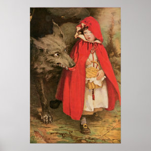 Poster Petit Chaperon Rouge et Grand Méchant Loup vintage
