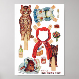 Poster Petit Chaperon Rouge, Poupée En Papier, Louis Wain